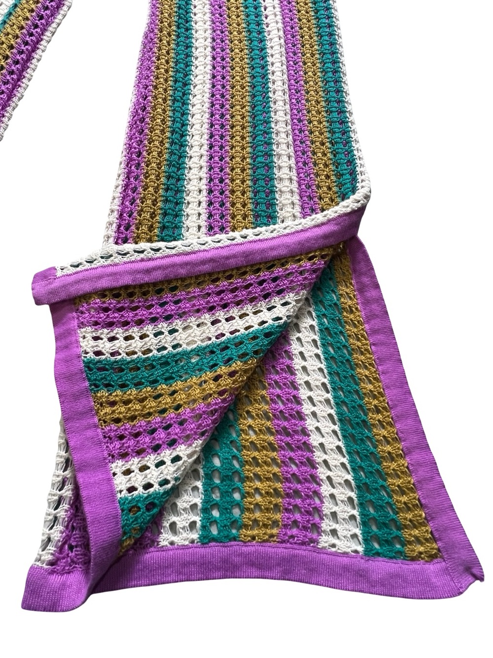 Hurley Crochet Beach Pants Striped purple Mesh Cover Up Wide Leg Women’s medium - Picture 7 of 11